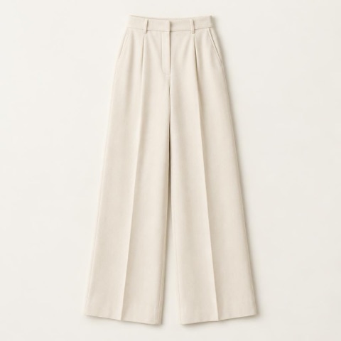 Cream wide-leg trousers