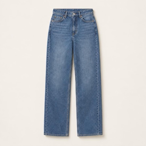 Relaxed mid-blue jeans